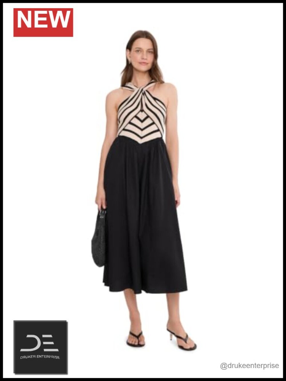 Sweater Knit Midi Dress Halter Neck Sleeveless
